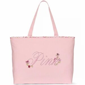 Victoria's Secret PINK Embroidered Floral Canvas Tote Bag - Brand New In Package